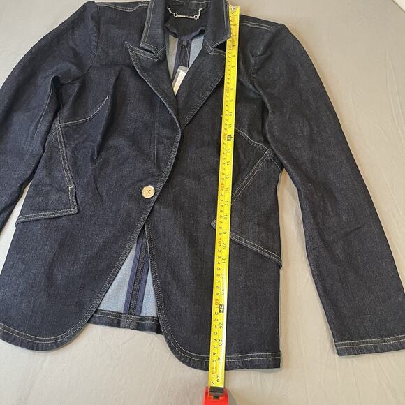 NEW White House Black Market Women's Denim Editor Blazer Jacket Size 14 stretch - Picture 7 of 9